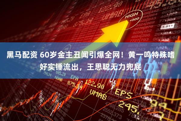 黑马配资 60岁金主丑闻引爆全网！黄一鸣特殊嗜好实锤流出，王思聪无力兜底